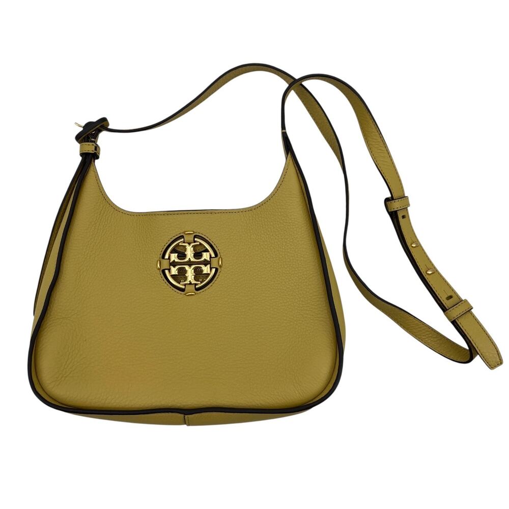 Tory Burch Purse Sunflower Yellow Miller Hobo Bag Pebble Leather Crossbody New